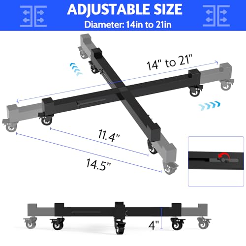 2Pack Plant Caddy with Wheels, Adjustable 14in to 21inch Heavy Duty Rolling Plant Dolly, Metal Plant Stand with 4 Lockable Caster Wheels, for Indoor Outdoor Pots Planter, Holds Up to 500 Lbs - color: 2pc(black), size: 14in - 21in