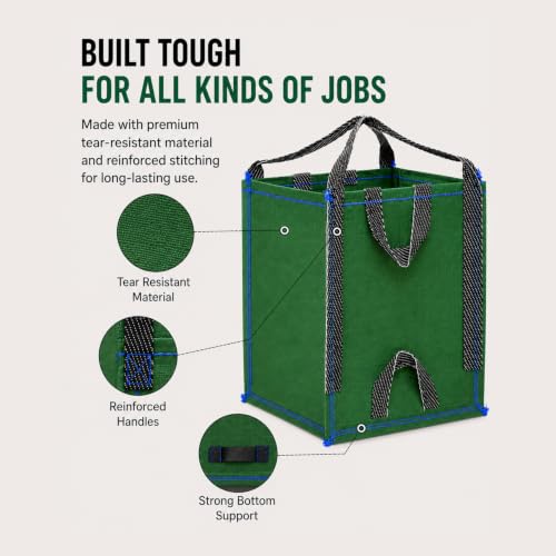 48-Gallon Heavy Duty Lawn and Yard Bag, Reusable Self-Standing Garbage Bag with Reinforced Handles (Green - 1 Pack) - color: Green - 1 Pack