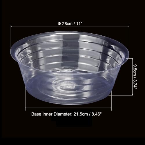 MECCANIXITY Plant Pot Saucer 11 Inch Plastic Round Flower Drip Tray for Indoor Outdoor, Clear Pack of 20 - size: 28x9.5cm