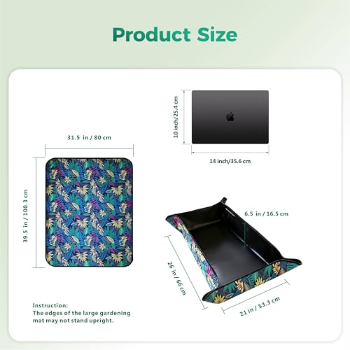 Repotting Mat for Indoor Plants 39.5"x31.5", Unique Gifts for Plant Lovers - color: Black Leaf Print, size: 39.5" x 31.5" x 0.1"
