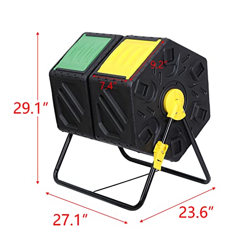 SUPER DEAL Outdoor Compost Bin, Garden Composter, Large Capacity BPA Free Material for Fast Creation of Fertile Soil, Easy to Assemble, Black (Black, 37 Gallon) - size: 37 Gallon