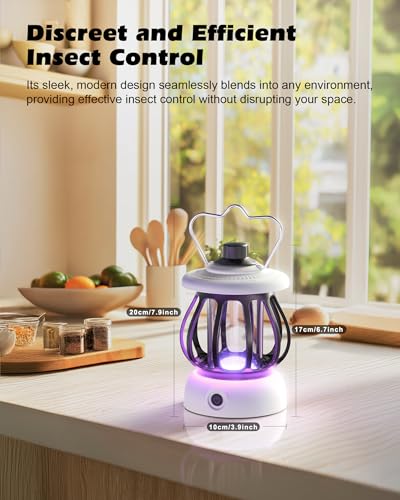 Flying Insect Trap(1Device + 10Refills), Fruit Fly Traps for Indoors & Outdoor Rechargeable, Quite Operation Fly Trap White