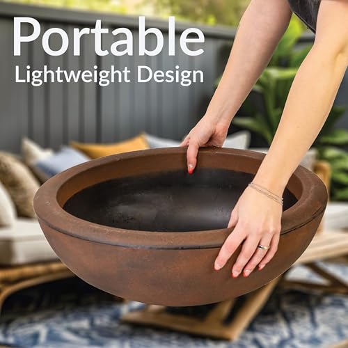 Sunnydaze Percival 20.75" Shallow Outdoor Planter Bowl, Rust, 2pk - color: Rust