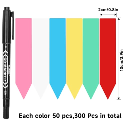 KINGLAKE Plant Labels 4 Inch - 300 Pcs Plastic Plant Tags Nursery Garden Labels Plants Markers for Outdoor Garden Waterproof Multicolored Plants Name Tags for Seedlings with Permanent Marking Pen - color: Multicolored