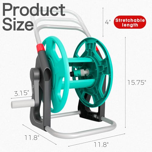 Garden Water Hose Reel,Holds 50-60 Ft of 5/8" Hose - color: Green
