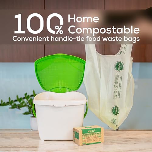 ANECO Compostable Food Waste Bags 3 Gallon With Handles (30 Count) - color: 3 GAL (Handle Tie Bags, 30 Count)