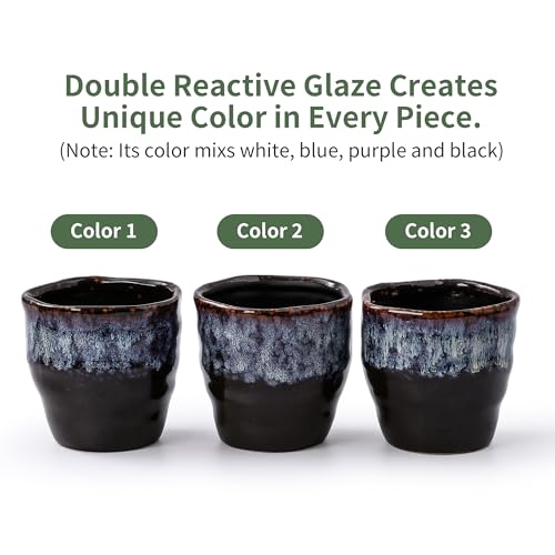 4+6 Inch Ceramic Planter Set of 2 with Drainage Hole,Saucer for Plants, Indoor-Outdoor Round Succulent Orchid Flower Pot- Cement Paint, Inner-pots not Larger Than 5 Inch Reactive Glaze Spot - color: Reactive Glaze Spot, size: 4inch+6inch-Set of 2