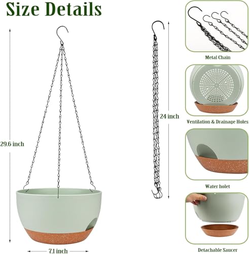 Self Watering Hanging Planters 2 Pcs,12Inch Hanging Basket for Plants,Green - color: Green, size: 12 Inch