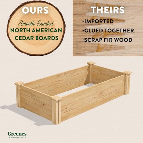 Greenes Fence Premium Cedar Raised Garden Bed, 2' x 4' x 10.5" (3/4" Thick) (3-Pack) - Made in USA with North American Cedar - size: 2' W x 4' L x 10.5" H (3-Pack)