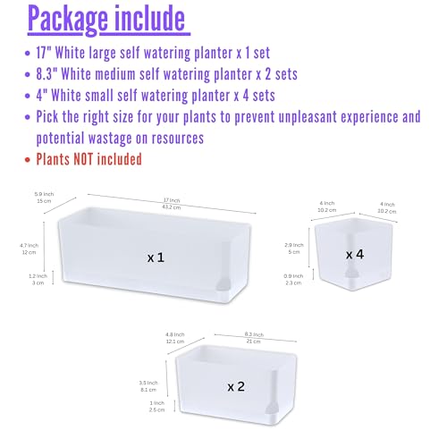 LaLaGreen Planters for Indoor Plants (7 Pack) White Window Boxes Planter - color: White