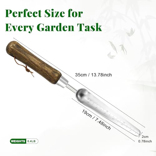 Narrow Garden Trowel for Seed Planting, Stainless Steel with Depth Markings