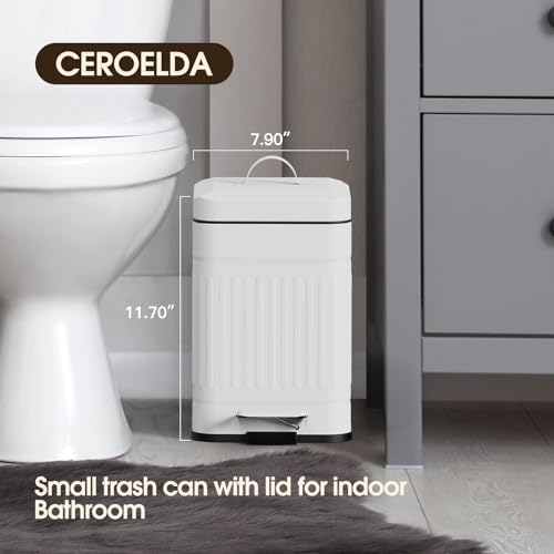 CEROELDA Small Trash Can with Lid-1.3 Gal, Dog Poop Trash Can Outside-White - color: White