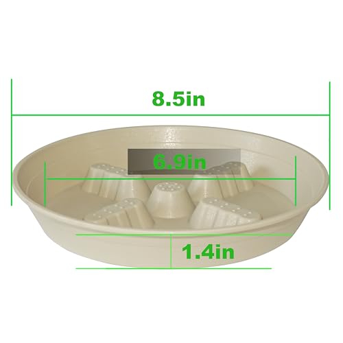 4 Pack Plant Saucer 8 inch, 10 12 14 17 inch, Plant Stand Plastic Plant Saucers for Indoors Outdoor, Heavy Duty Flower Planter Drip Trays for Pots, Pot Saucers for Plants, Grow Bags Saucers - color: Beige, size: 8"-4 Pack