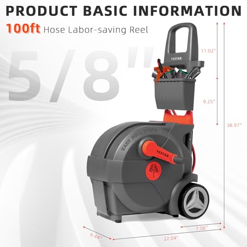 Hand-Crank Garden Hose Reel 5/8" x 100ft, Easy-to-Move Hose Reel Cart - size: 5/8" x 100ft