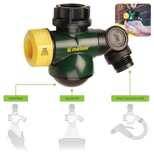 Melnor 65075-AMZ Wash & Fill Hose Connection Hub with 2 Hose Washers