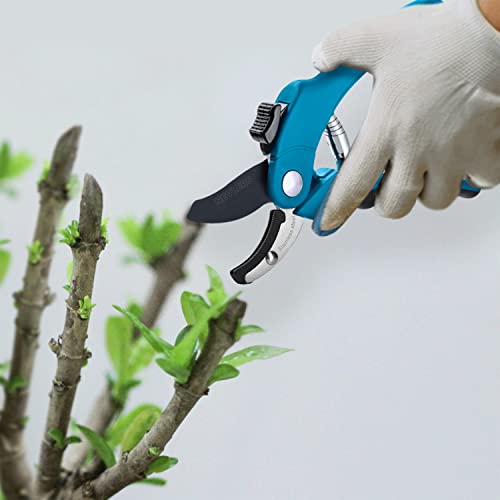 Nevlers 8" Blue Anvil Pruning Shears Heavy Duty Branch Cutter w/8mm Cut Cap - color: Blue, size: Anvil