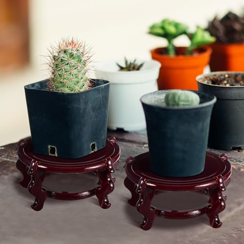 Geetery 2 Pcs 4–12 in Oriental Wooden Plant Stand Indoor Vase Stand, 6 in - size: 6 in