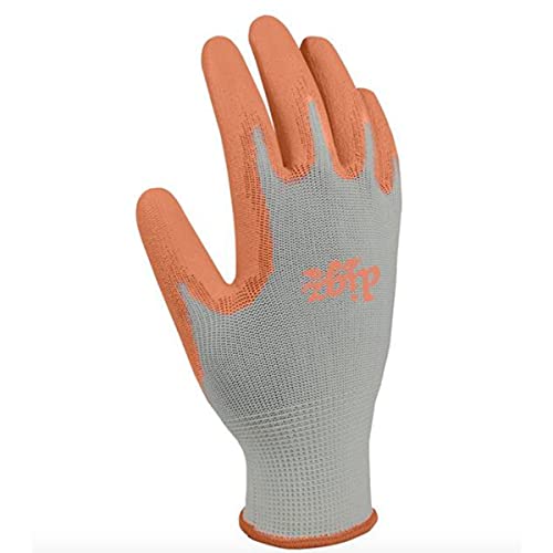DIGZ Stretch Knit Garden Gloves, Large, 1 Pair, Gray and Orange