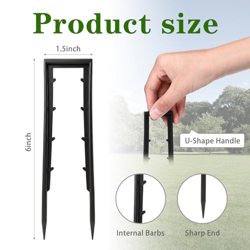 Colingmill 40 Pcs 6 Inch Plastic Garden Stakes with Thorn Anchors, U Type