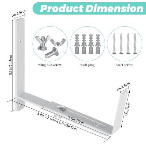 LANIAKEA 6 Pack Adjustable Planter Box Brackets 6 to 12Inches Window Box Brackets Heavy Duty Wall Mount Flower Box Holder for Garden, Patio, Balcony(White