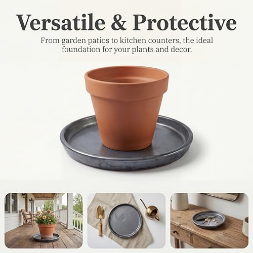Ceramic Plant Saucer, 11.4 Inch, Gray - color: Gray