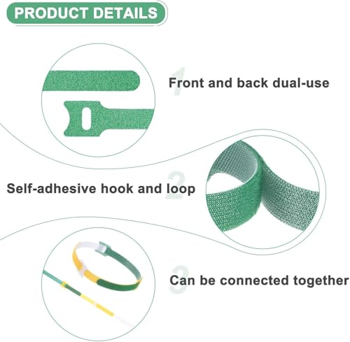 Green Reusable Plant Hook and Loop Tie Strap,Adjustable Flexible Garden Tree Support Band,0.4×5.9 Inch Weatherproof Plant Securing Tape for Vine Tomato Flower Climbing Fixing