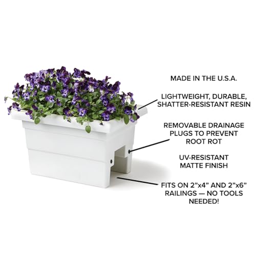 Root & Vessel Countryside Railing Planter Box, 24 Inch, Brown - color: Brown, size: 24 Inch