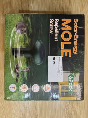 Ultrasonic Mole Repellent Solar Powered 6 Pack, IP65 Waterproof Sonic Deterrent Stakes,Snake Repellent Deterrent Spikes,Get Rid for Gopher Vole Chipmunk Groundhog Squirrel,Skunk Repeller for Outdoor