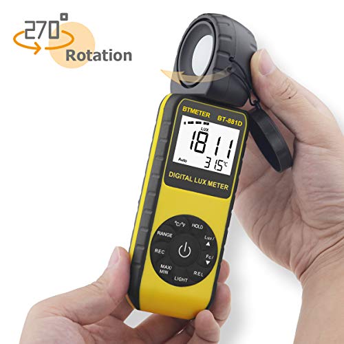 BTMETER BT-881D Digital Illuminance Light Meter with 270º Rotated Sensor - color: BT881D (0.01~400,000 Lux)