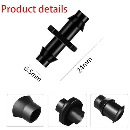 200Pcs Drip Irrigation Connectors,Barbed Connectors Fit for 1/4-Inch Tubing - color: black