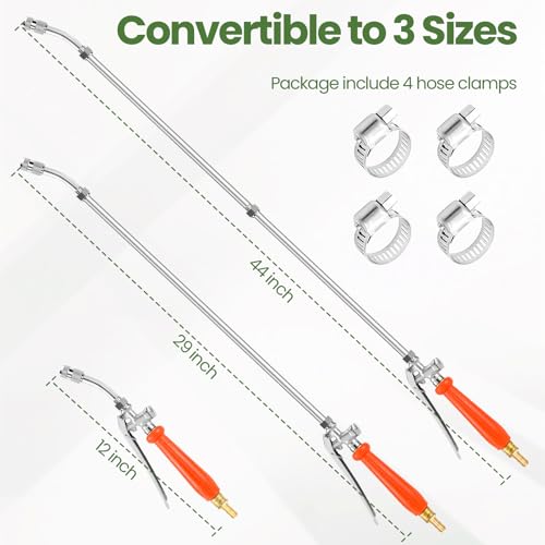 29"-44" All Metal Replacement Sprayer Wand, Suitable for 1/2" Hose Quick Connector, 1/4" & 3/8" & 1/2" Brass Barb Spray Wand, Built-in Shut Valve Stainless Steel Spray Wand (2Pcs 29" Sprayer Wand) - color: 2Pcs 29" Sprayer Wand