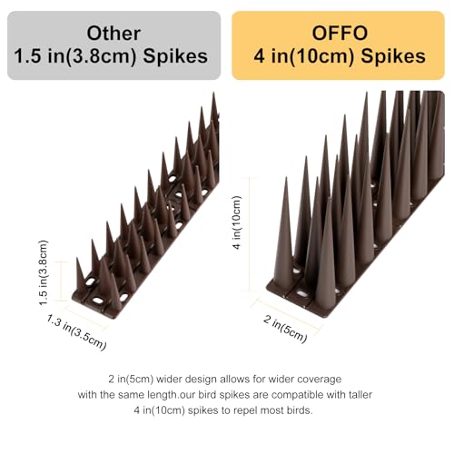 OFFO Bird Spikes Pigeon Outdoor Spikes for Cat Keep Birds Raccoon Woodpecker Away Covers 8 Feet(2.44m), Brown - color: Brown, size: 8 Feet