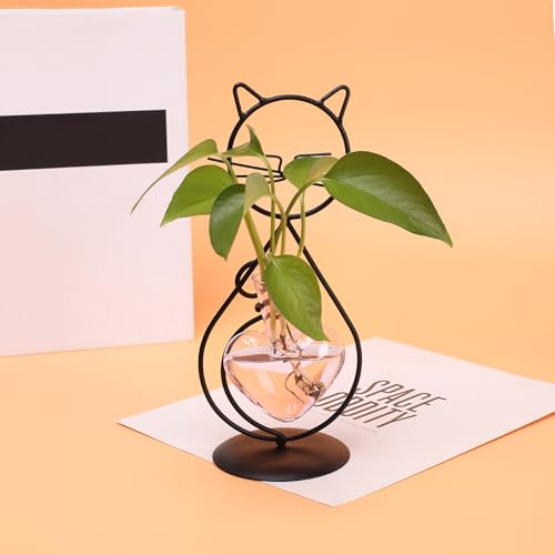 Plant Terrarium Propagation Station Gifts for Women Cat Lover - color: Pink