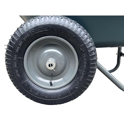Two Wheel Heavy Duty Galvanized Wheelbarrow, Large Capacity Utility Garden Cart for Lawn Yard, Army Green - style: Victorian