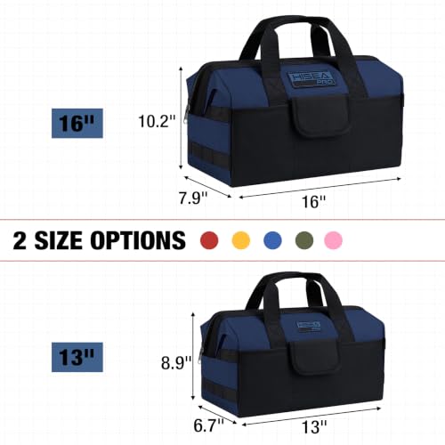 HISEA 3 Pack Heavy Duty Tool Bag, 16-Inch Waterproof Tools Organizer Tote - color: Navy, size: 16 Inch