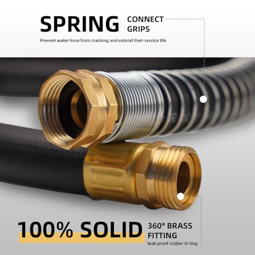 Wiseflow Garden Hose 75FT x 5/8", Heavy Duty Rubber Hose, Water Hose with Five Layered Braiding, Male Female Fittings, 1000PSI Burst, 300PSI Working for Yard, Car Wash, Pets (Black) - color: Black, size: 75FT 5/8