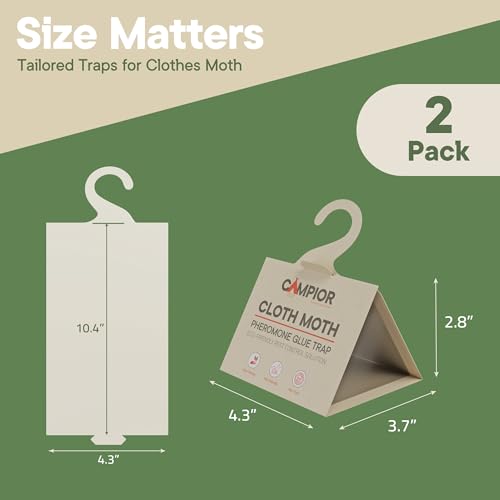 Clothing Moth Traps with Pheromones (2 Pack) Non‑Toxic, Sticky Glue Traps for Clothes Moth Treatment & Prevention, Case‑Making & Web‑Spinning Moths, for Closets & Storage, Protects Clothes & Carpets - size: 2-pk Cloth