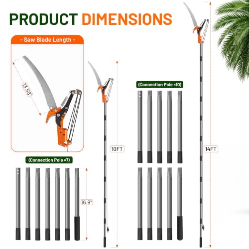 Walensee 14FT Pole Saw for Tree Trimming, Extendable Tree Pruner with Saw - size: 14FT
