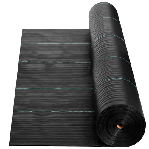 VEVOR 13x115FT 3.5oz Weed Barrier Fabric Heavy Duty, Landscape Fabric, Woven Weed Blocker Fabric, Garden Weed Fabric, Weed Control Fabric Ground Cover, Landscaping Cloth, Weed Mat, Black - size: 13FT*115FT-3.5oz