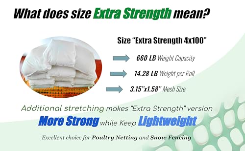 PotatoLife 4'x100' Plastic Mesh Fence Extra Strength with Zip Ties, Green - color: Green, size: 4' x 100' (Extra Strength)