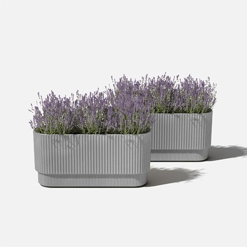 Veradek Demi Series Long Planter - Wide Outdoor Planter - color: Gray, size: 30 inch - 2 Pack