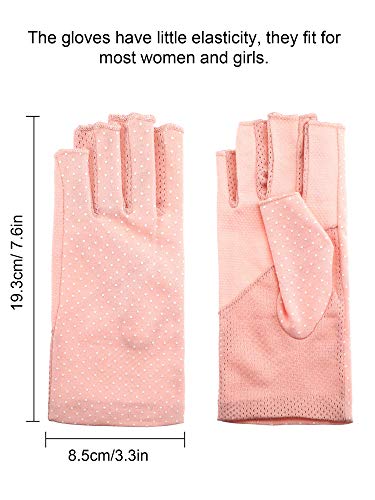 Maxdot Sun Gloves for Women UV Protection - color: Pink and Khaki