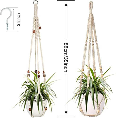Augshy Macrame Plant Hanger, 2 Packs Plant Hangers, Hanging Planter for Indoor Plants Decorative Macrame Pot Hanger for Home Decor - color: White, size: 35 Inches