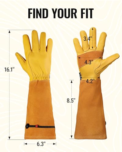 WORKPRO Gardening Gloves, Long Leather Garden Gloves for Women & Men