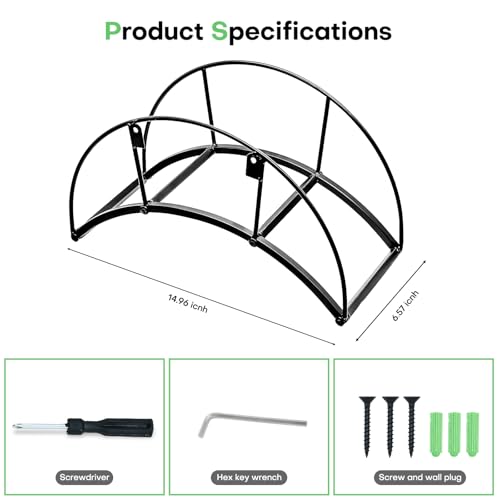 Heavy Duty Metal Garden Hose Holder Wall Mount – Outdoor Hose Hanger, Water Hose Holder, Garden Hose Rack, Beam Hose Rack, Extension Cord Holder Wall Mount (BLACK) - size: 8.27in