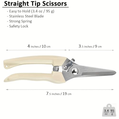 Professional Grade Pruning Shears Gardening Scissors Set - 2 Pack Ergonomic Garden Clippers with Non-Slip Rubber Handle, Sharp Stainless Steel Blades for Gardening, Floral, Bonsai, Indoor Plants,White - color: White