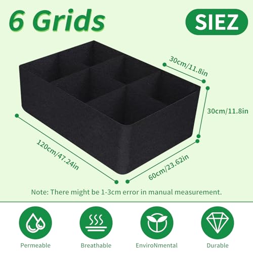 SooGree Grow Bags (1-Pack) - Heavy Duty Fabric Pots for Vegetables, Fruits, Flowers, Plants | Aeration Fabric Prevents Root Circling & Overwatering | Durable, Reusable (Square, 6 Grids) - size: 6 Grids, style: Square