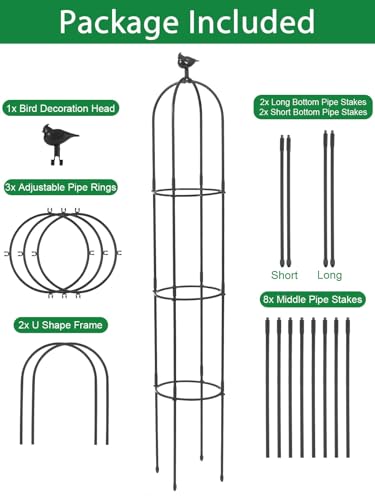 6FT Obelisk Trellis for Climbing Plants, Kalolary Garden Tower Trellises - color: Black