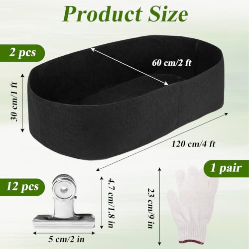 LhyBtm 2 Pack Oval Felt Grow Bags, Raised Garden Bed for Vegetables 4x2 FT