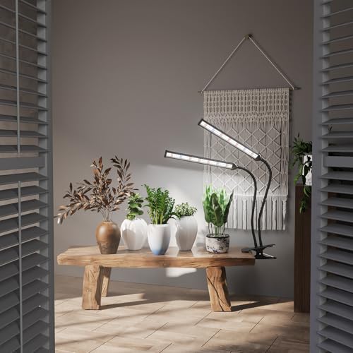 GooingTop Grow Light,24W (160Watts Equiv) 5000K White Full Spectrum LED Growing Lamp Clip on Desk for Indoor Plants,Bulbs Replaceable & Non-dimmable (Black, 80Watts) - size: 80Watts